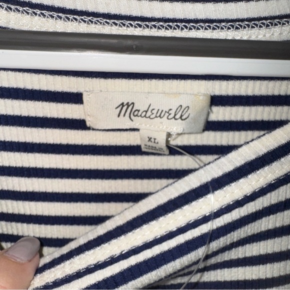 Madewell Navy Striped A line Knit Tank Dress - Picture 2 of 5